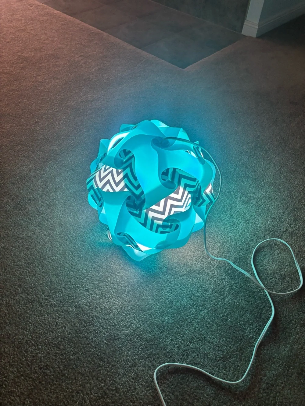 Blue Chevron Decorative Puzzle Ball Table Lamp - Unknown Brand